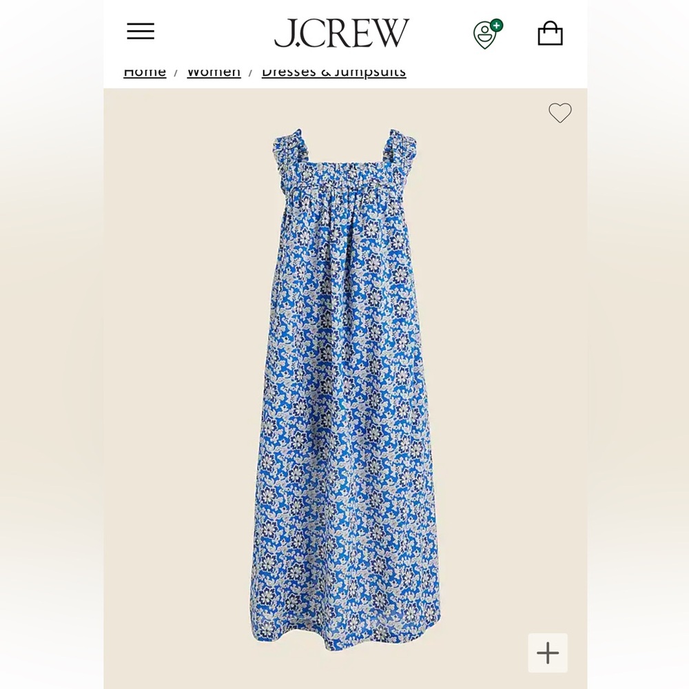 JCREW Cotton voile ruffle-trim shift dress in cobalt floral